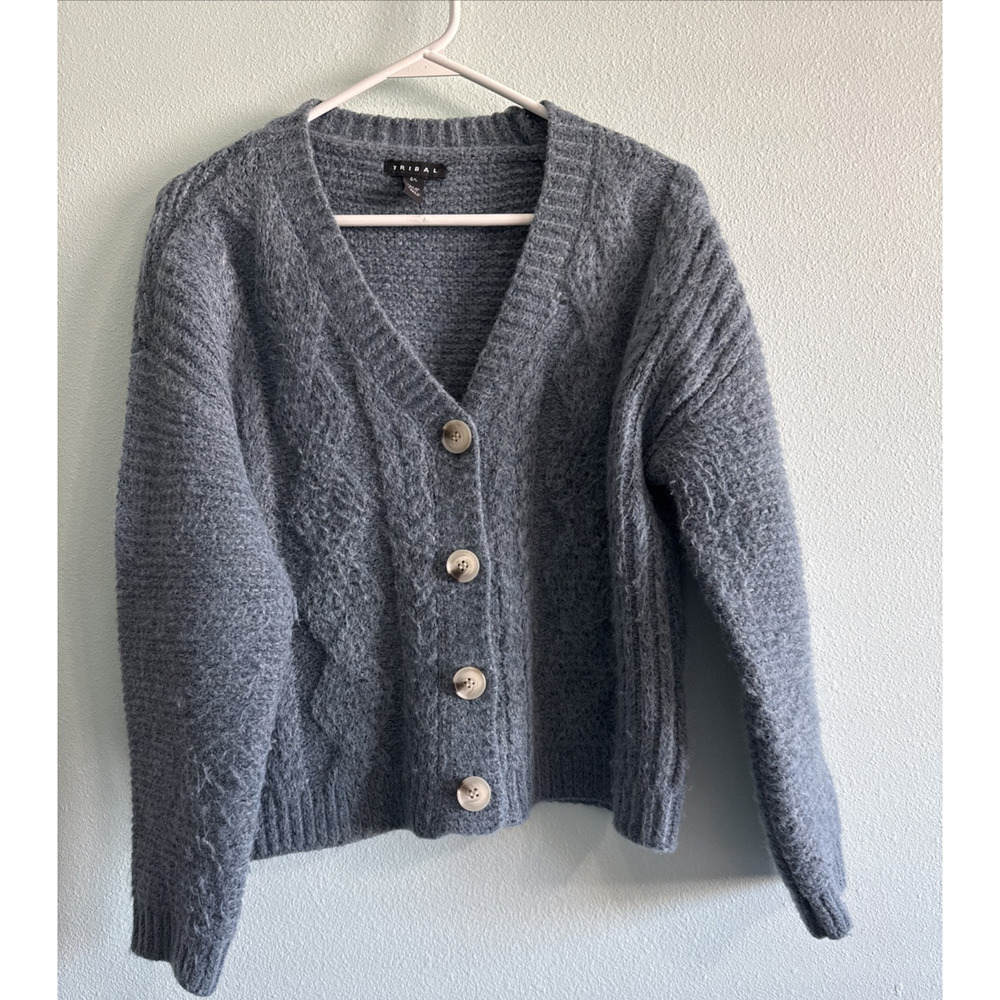 Tribal Crop Sweater Womens Blue Sz L Soft and cozy‎
